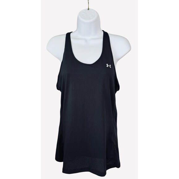 Under Armour Women Medium Heat Gear Racer Back Black Tank Top - Picture 1 of 4